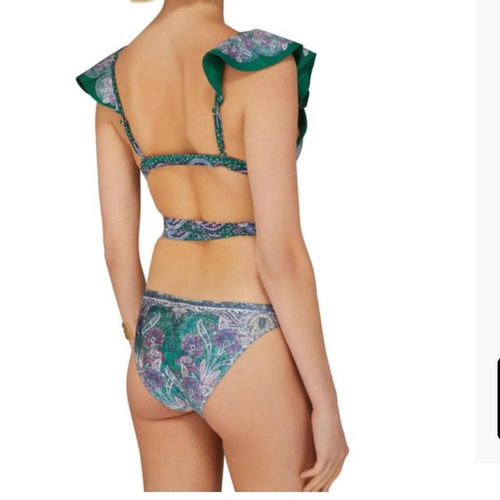 Zimmermann Green Paisley Ruffle Wrap Bikini - Picture 6 of 6